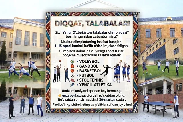 “Yangi O‘zbekiston talabalari olimpiadasi”ga start berilmoqda!