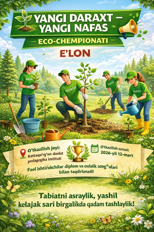 ЭРТАГА “YANGI DARAХТ – YANGI NAFAS” ECO-ЧЕМПИОНАТИДА FAOL ИШТИРОК ETING