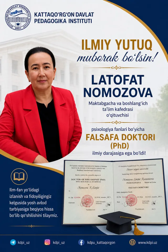 Ilmiy yutug‘ingiz muborak bo‘lsin!