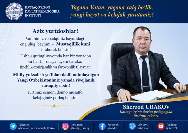 Mustaqillik bayrami muborak bo‘lsin!