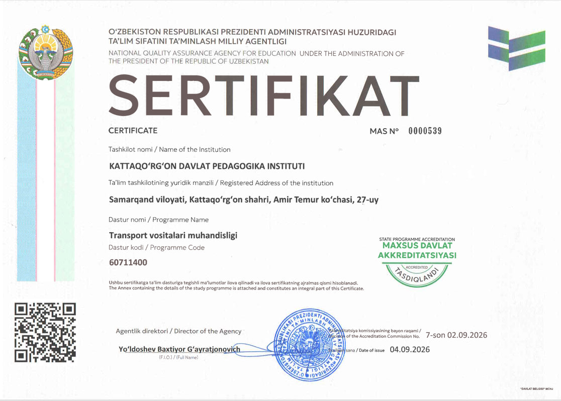 Ikki ta’lim dasturi akkreditatsiyadan muvaffaqiyatli o‘tdi